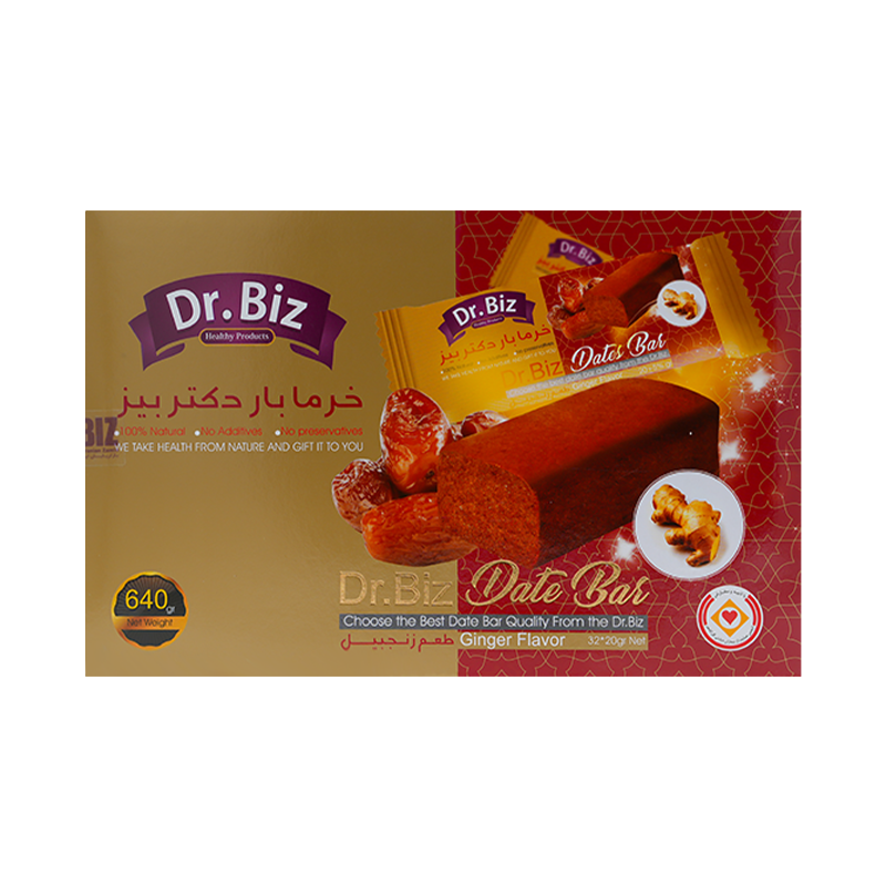 خرما بار زنجبیلی Dr.BIZ — انرژی‌زا و تقویت‌کننده سیستم ایمنی