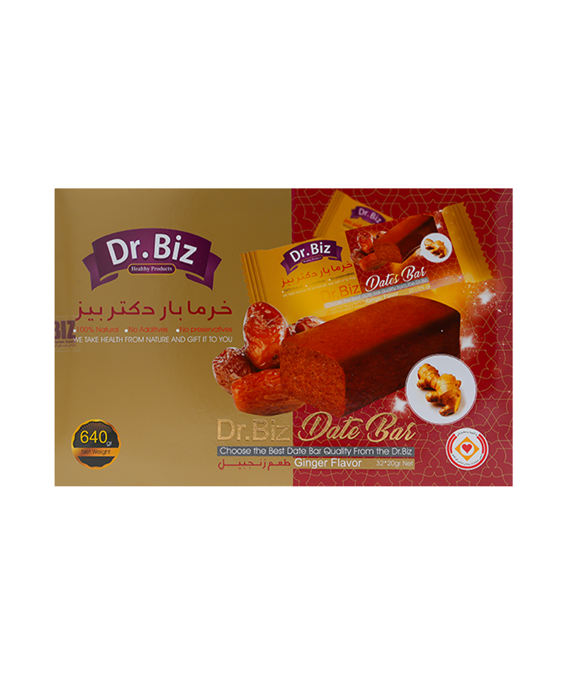 خرما بار زنجبیلی Dr.BIZ با خرمای طبیعی و زنجبیل تازه خرما بار زنجبیلی Dr.BIZ — انرژیزا و تقویتکننده سیستم ایمنی