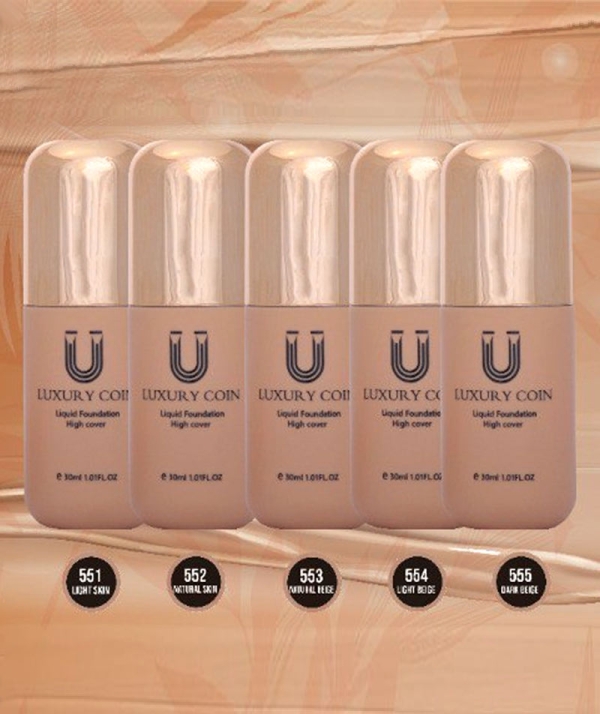 5 رنگ ست کرم پودر لاکچری کوین با پد