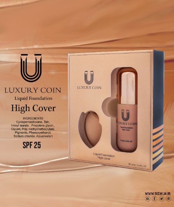 ست کرم پودر لاکچری کوین با پد،5 رنگ، بافت مخملی.